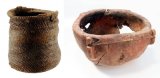 Leather basket and wooden bowl that cannabis was in