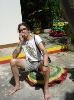 On Bob Marley's rock at ‘Nine Mile’ next to Bob’s house.