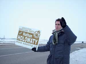 Nathan Holowaty, seen campaigning in a 2007 election in Canada, wrote Tommy for help