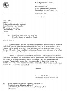 US transfer application rejection letter