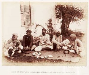 A group of bhang Drinker depicted in an early 20th century postcard