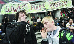 Hundreds took part in demonstration to promote legalization of marijuana on April 20. (Photo by Ian Smith)