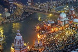People gathering for Kumbha Mela.